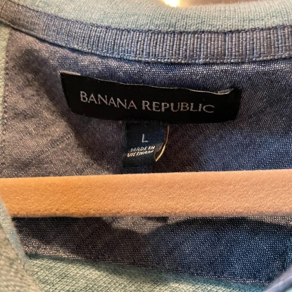 Men's Banana Republic Polo Shirt L Heather Green Knit